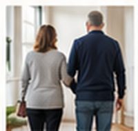 An older couple walking together outdoors